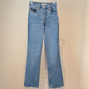 Levi's Ribcage Bootcut Jeans Sz 28 Denim Style 36934-0012 High Waist Button Fly